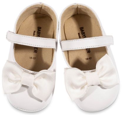 Εικόνα της Γοβάκι Μονή Μπαρέτα με Υφασμάτινο Χειροποίητο Φιογκάκι MI1646 Λευκό