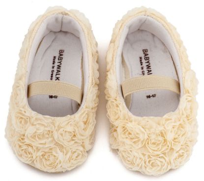 Εικόνα της Μπαλαρινα Διακοσμημένη με Chiffon Λουλούδια MI1660 Εκρού