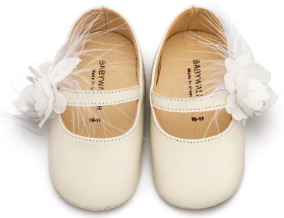 Εικόνα της Γοβάκι Μονή Μπαρέτα Διακοσμημένο με Λουλούδι και Πούπουλα MI1664 Εκρού