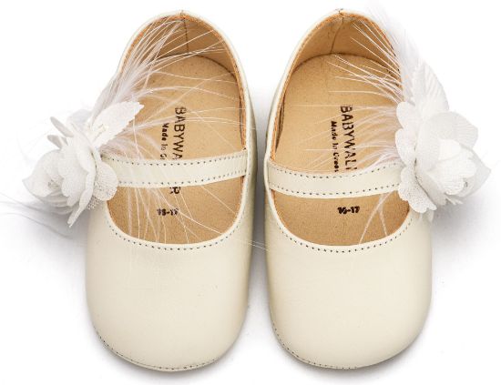 Εικόνα της Γοβάκι Μονή Μπαρέτα Διακοσμημένο με Λουλούδι και Πούπουλα MI1664 Εκρού