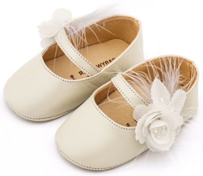 Εικόνα της Γοβάκι Μονή Μπαρέτα Διακοσμημένο με Λουλούδι και Πούπουλα MI1664 Εκρού