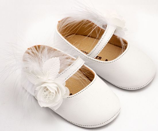 Εικόνα της Γοβάκι Μονή Μπαρέτα Διακοσμημένο με Λουλούδι και Πούπουλα MI1664 Λευκό