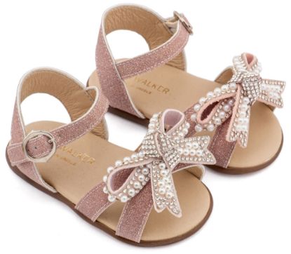 Εικόνα της Πέδιλο Διακοσμημένο με Φιόγκο απο Πέρλες PRI2655 Ροζ Αντικέ