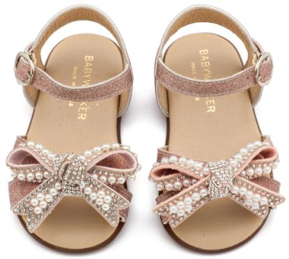 Εικόνα της Πέδιλο Διακοσμημένο με Φιόγκο απο Πέρλες PRI2655 Ροζ Αντικέ