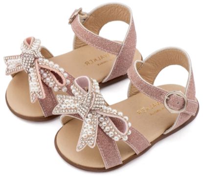 Εικόνα της Πέδιλο Διακοσμημένο με Φιόγκο απο Πέρλες PRI2655 Ροζ Αντικέ