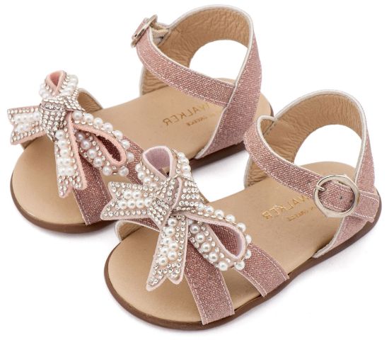 Εικόνα της Πέδιλο Διακοσμημένο με Φιόγκο απο Πέρλες PRI2655 Ροζ Αντικέ