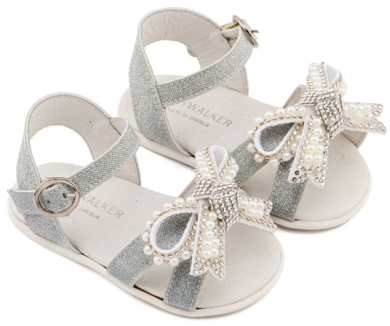 Εικόνα της Πέδιλο Διακοσμημένο με Φιόγκο απο Πέρλες PRI2655 Ασημί