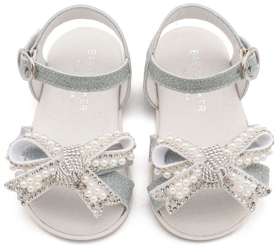 Εικόνα της Πέδιλο Διακοσμημένο με Φιόγκο απο Πέρλες PRI2655 Ασημί