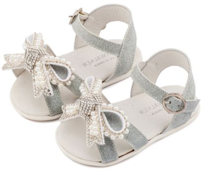 Εικόνα της Πέδιλο Διακοσμημένο με Φιόγκο απο Πέρλες PRI2655 Ασημί