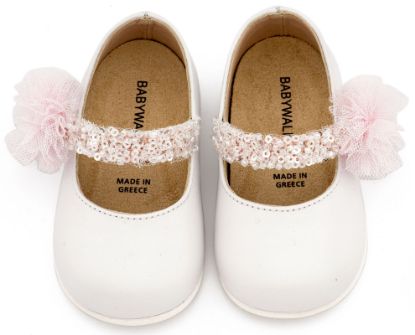 Εικόνα της Γοβάκι Μονή Μπαρέτα Διακοσμημένο με Τρέσα και Τούλινο Πον Πον PRI2657 Λευκό Ροζ