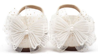 Εικόνα της Γαλλικό Γοβάκι με Διακοσμημένη Φτέρνα Πεταλούδα BS3594 Εκρού