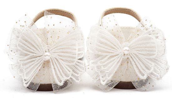 Εικόνα της Γαλλικό Γοβάκι με Διακοσμημένη Φτέρνα Πεταλούδα BS3594 Εκρού