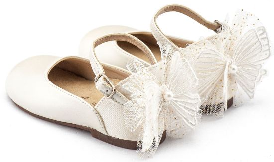 Εικόνα της Γαλλικό Γοβάκι με Διακοσμημένη Φτέρνα Πεταλούδα BS3594 Εκρού