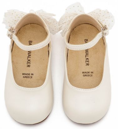 Εικόνα της Γαλλικό Γοβάκι με Διακοσμημένη Φτέρνα Πεταλούδα BS3594 Εκρού