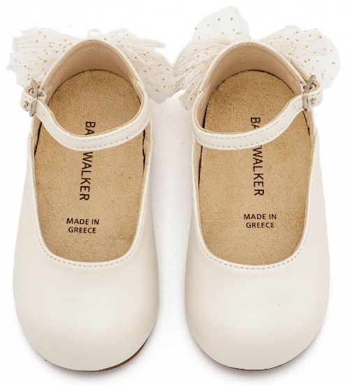 Εικόνα της Γαλλικό Γοβάκι με Διακοσμημένη Φτέρνα Πεταλούδα BS3594 Εκρού