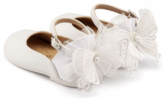 Εικόνα της Γαλλικό Γοβάκι με Διακοσμημένη Φτέρνα Πεταλούδα BS3594 Λευκό