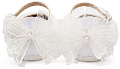 Εικόνα της Γαλλικό Γοβάκι με Διακοσμημένη Φτέρνα Πεταλούδα BS3594 Λευκό