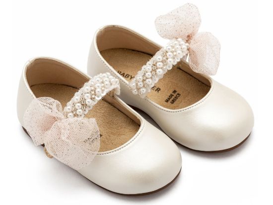 Εικόνα της Γοβάκι Μονή Μπαρέτα Διακοσμημένη με Χειροποίητο Διακοσμητικό BS3596 Εκρού