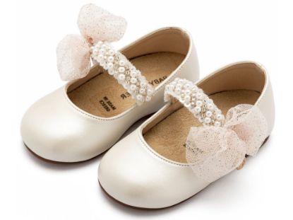 Εικόνα της Γοβάκι Μονή Μπαρέτα Διακοσμημένη με Χειροποίητο Διακοσμητικό BS3596 Εκρού