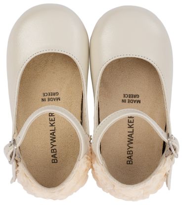 Εικόνα της Γαλλικό Γοβάκι με Διακοσμημένη Φτέρνα απο Λουλούδια BW4503 Εκρού