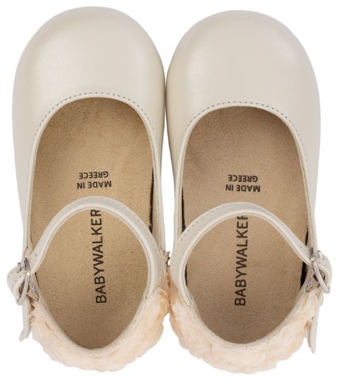 Εικόνα της Γαλλικό Γοβάκι με Διακοσμημένη Φτέρνα απο Λουλούδια BW4503 Εκρού