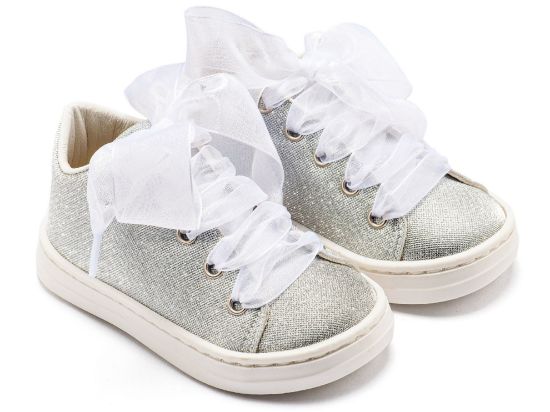 Εικόνα της Sneaker απο Ύφασμα και Δέσιμο Κορδέλα BW4864 Ασημί