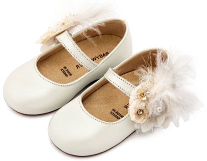 Εικόνα της Γοβάκι με Λουλούδια και Πούπουλα BW4887  Εκρού