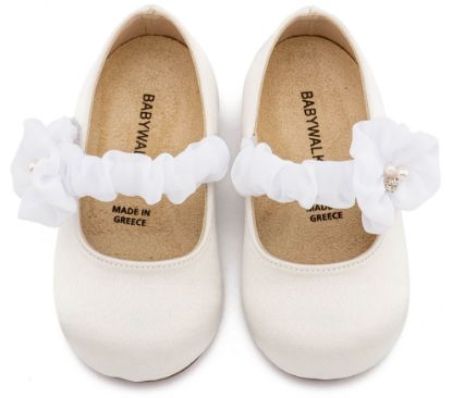 Εικόνα της Γοβάκι Μονή Μπαρέτα με Υφασμέτινο Διακοσμητικό BW4888 Λευκό