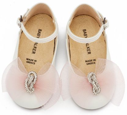 Εικόνα της Γαλλικό Γοβάκι με Φιόγκο και Στρας BW4890  Εκρού Ροζ