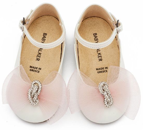 Εικόνα της Γαλλικό Γοβάκι με Φιόγκο και Στρας BW4890  Εκρού Ροζ