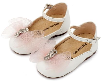 Εικόνα της Γαλλικό Γοβάκι με Φιόγκο και Στρας BW4890  Εκρού Ροζ