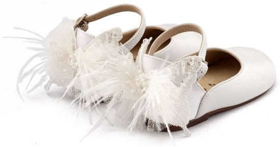 Εικόνα της Γαλλικό Γοβάκι με Διακοσμημένη Φτέρνα Πεταλούδα BW4891 Λευκό