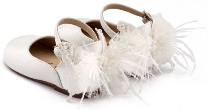 Εικόνα της Γαλλικό Γοβάκι με Διακοσμημένη Φτέρνα Πεταλούδα BW4891 Λευκό