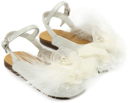 Εικόνα της Δερμάτινο Σαμπό με Χειροποίητο Λουλούδι EXC5772 Εκρού