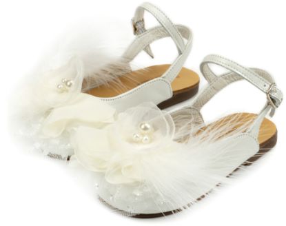 Εικόνα της Δερμάτινο Σαμπό με Χειροποίητο Λουλούδι EXC5772 Εκρού