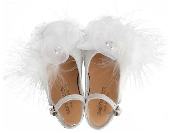 Εικόνα της Δερμάτινο Σαμπό με Χειροποίητο Λουλούδι EXC5772 Λευκό