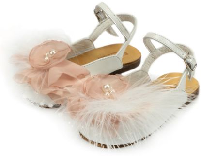 Εικόνα της Δερμάτινο Σαμπό με Χειροποίητο Λουλούδι EXC5772 Εκρού Ροζ