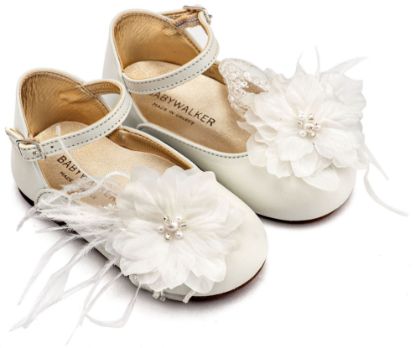 Εικόνα της Γαλλικό Γοβάκι με Χειροποίητο Chiffon Λουλούδι και Πούπουλα EXC5902 Εκρού