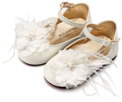 Εικόνα της Γαλλικό Γοβάκι με Χειροποίητο Chiffon Λουλούδι και Πούπουλα EXC5902 Εκρού