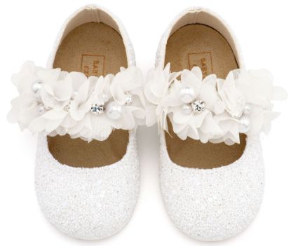 Εικόνα της Γοβάκι Μονή Μπαρέτα Στρας με Λουλούδια Πέρλες και Κρύσταλα Swarovski  LU6118 Λευκό