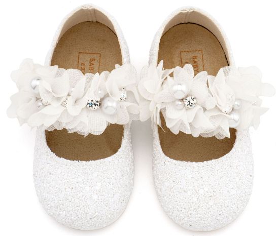 Εικόνα της Γοβάκι Μονή Μπαρέτα Στρας με Λουλούδια Πέρλες και Κρύσταλα Swarovski  LU6118 Λευκό