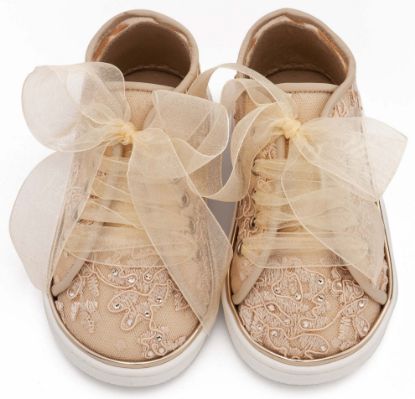 Εικόνα της Sneaker απο Ύφασμα Φιλντιρέ Λουλούδια LU6129 Μπεζ