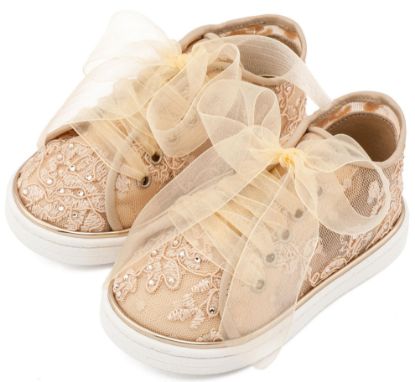 Εικόνα της Sneaker απο Ύφασμα Φιλντιρέ Λουλούδια LU6129 Μπεζ