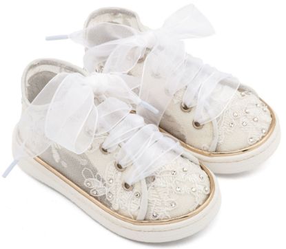 Εικόνα της Sneaker απο Ύφασμα Φιλντιρέ Λουλούδια LU6129 Λευκό