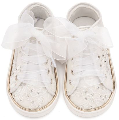 Εικόνα της Sneaker απο Ύφασμα Φιλντιρέ Λουλούδια LU6129 Λευκό