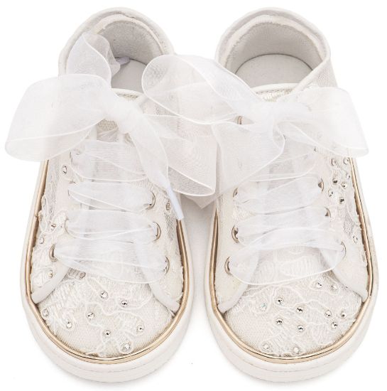 Εικόνα της Sneaker απο Ύφασμα Φιλντιρέ Λουλούδια LU6129 Λευκό