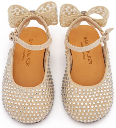 Εικόνα της Σαμπό Διακοσμημένο Ολόγυρα με Στρας και Φιόγκο απο Στρας στη Φτέρνα LU6132 Μπεζ