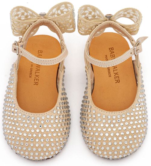 Εικόνα της Σαμπό Διακοσμημένο Ολόγυρα με Στρας και Φιόγκο απο Στρας στη Φτέρνα LU6132 Μπεζ