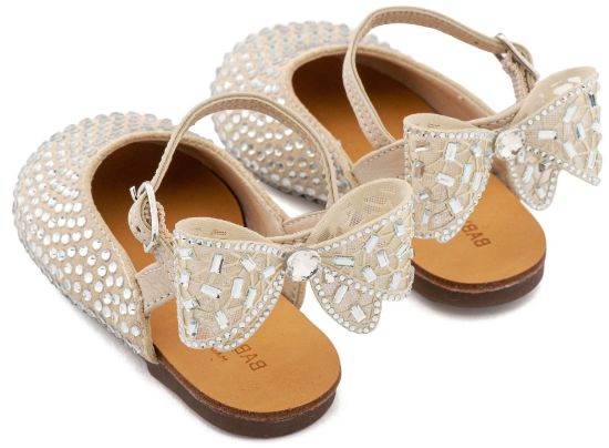 Εικόνα της Σαμπό Διακοσμημένο Ολόγυρα με Στρας και Φιόγκο απο Στρας στη Φτέρνα LU6132 Μπεζ