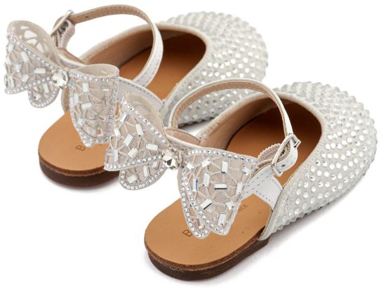 Εικόνα της Σαμπό Διακοσμημένο Ολόγυρα με Στρας και Φιόγκο απο Στρας στη Φτέρνα LU6132 Λευκό